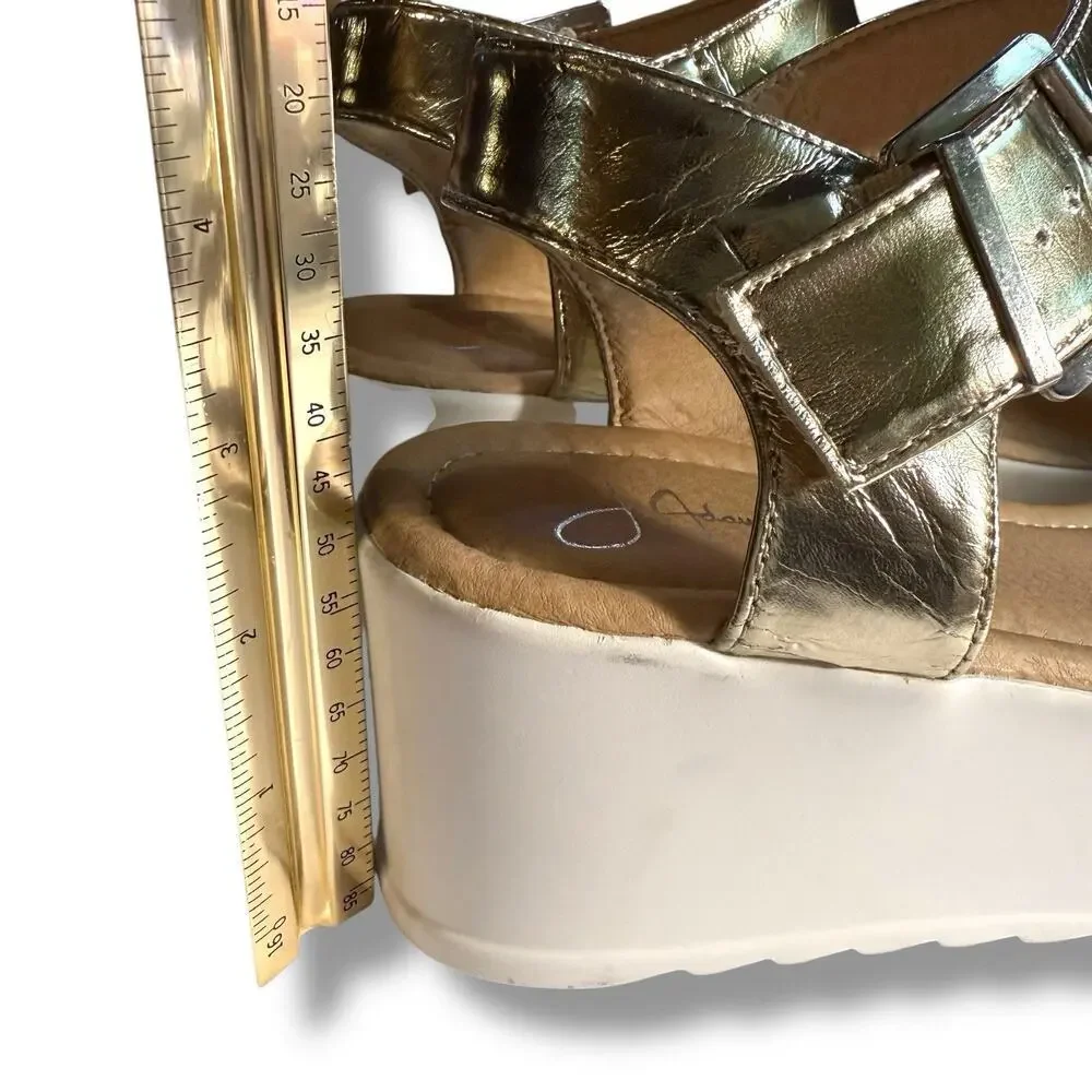 J. Adam’s Women’s Surf Chunky White Gold Platform Wedge Sandals Size 9